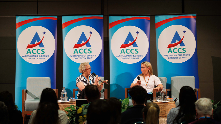 ACTF CEO Jenny Buckland with Emily Horgan at the Australian Children's Content Summit ACCS 2026